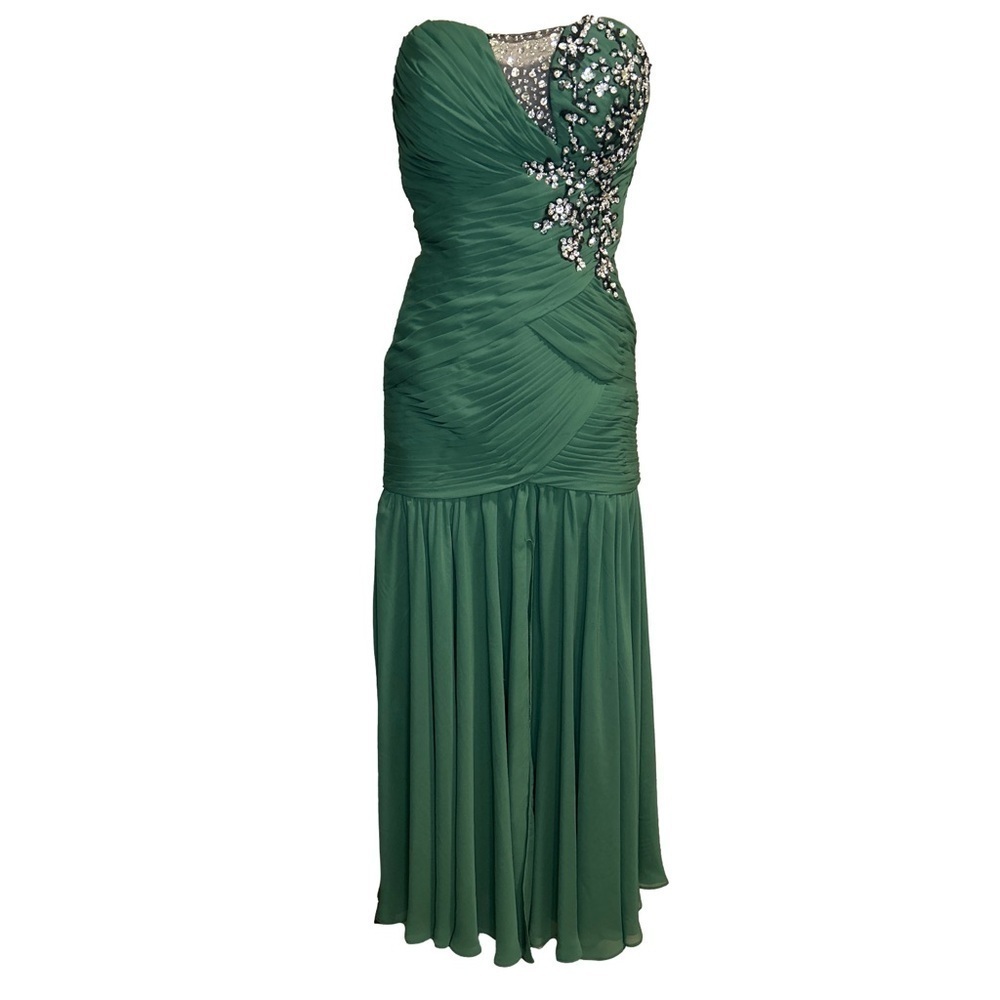 Elegant Ruched Sequinned Evening Gown/XSmall - Picture 2 of 6